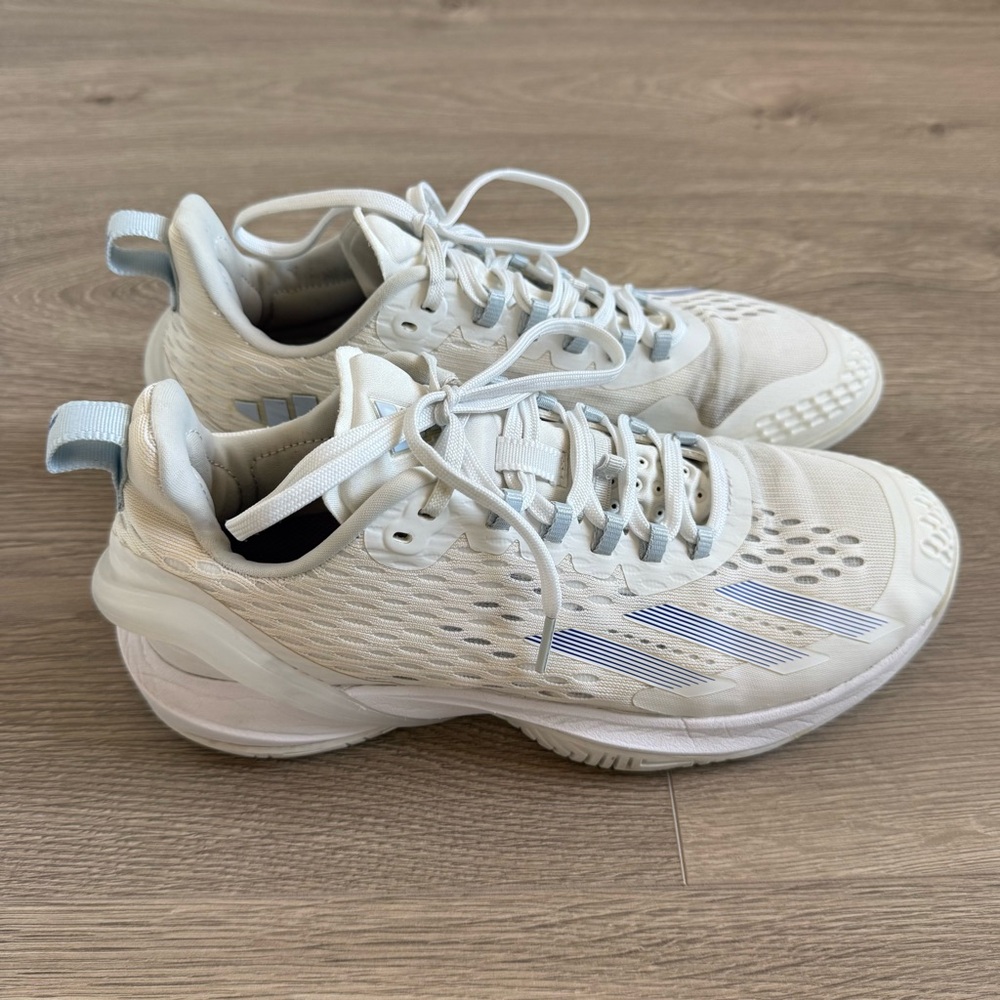 Women’s adidas Adizero Cloud White & Halo Blue Cybersonic Tennis Shoes - Size 8